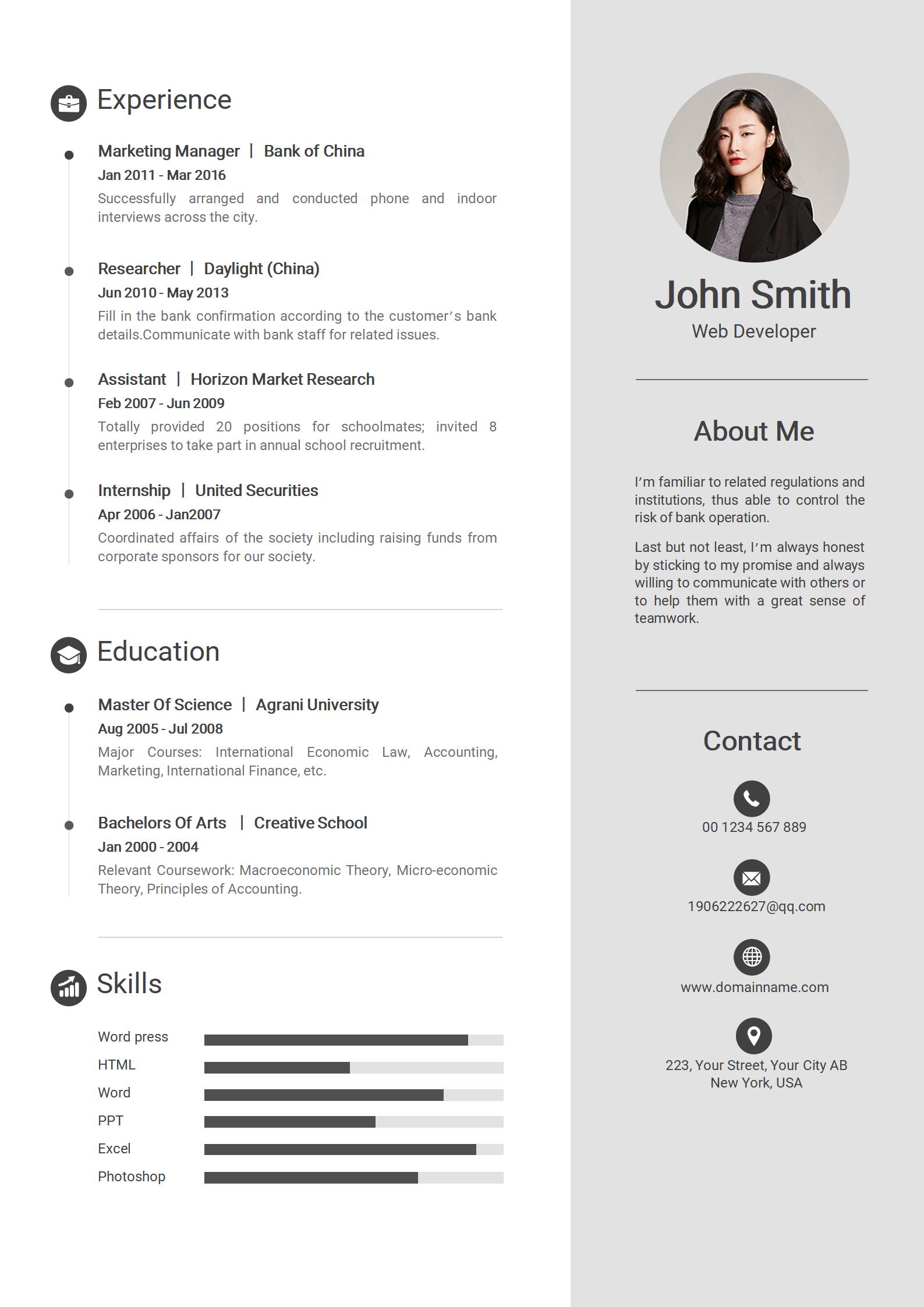 经典全职业英文简历模板